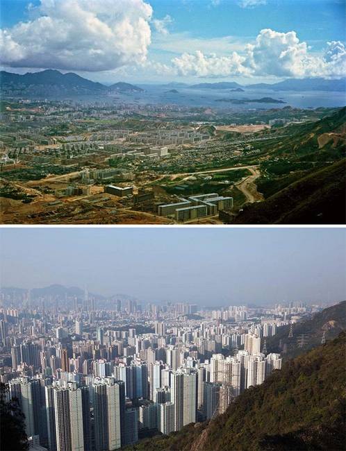 Kaulung-félsziget, Hongkong. 1964-ben és 2016-ban.
