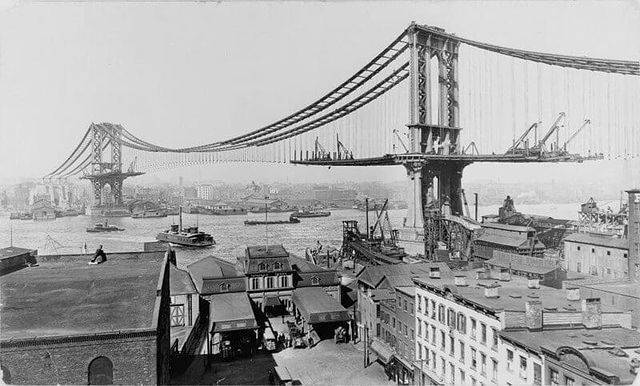 A Manhattan híd építése, 1909-ben.