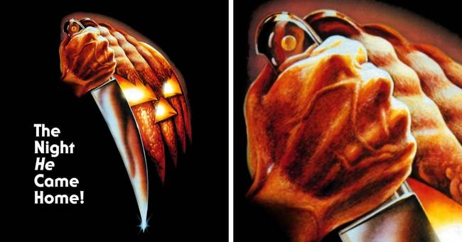 A Halloween (1978) című film plakátján a kést markoló kézen egy ijesztő arcot vélhetünk felfedezni.