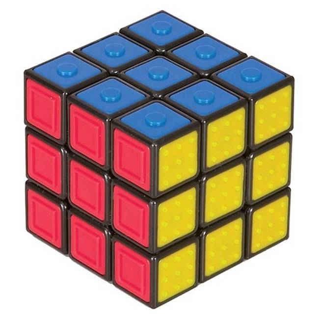 Látássérültek számára készült Rubik-kocka.