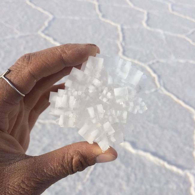Sókristály a Salar de Uyuni sómezőről.