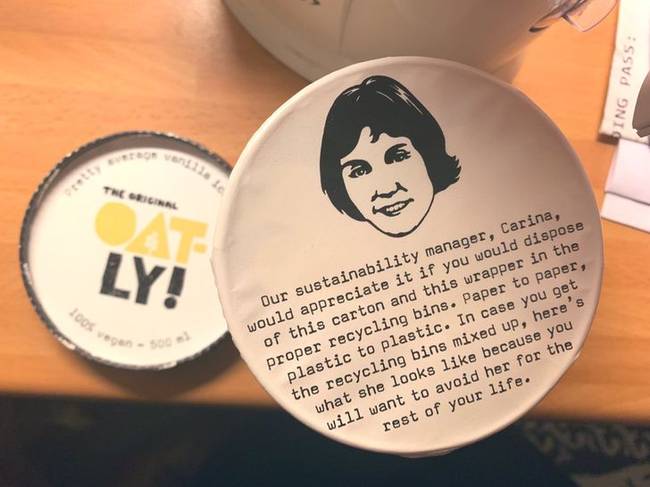 Svédországban a jégkrém figyelmeztet rá, hogy ne felejtsd el újrahasznosítani a dobozát.