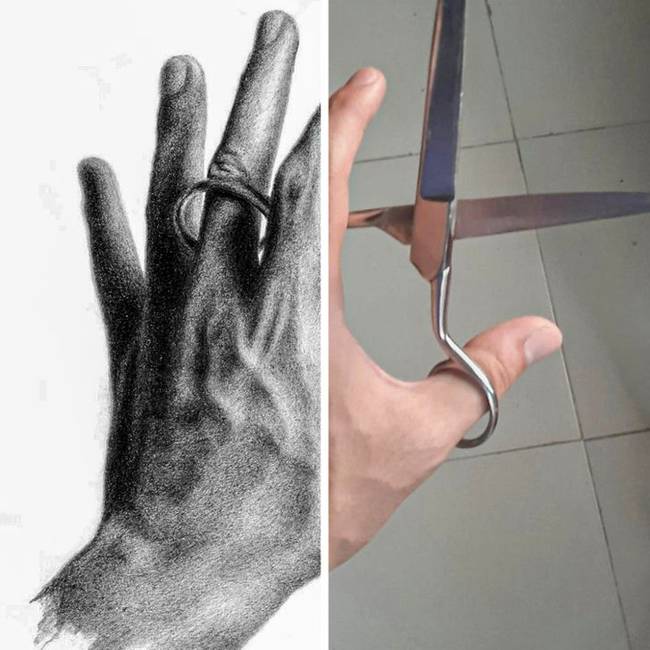 „A kezem rajzolt változata az igazihoz képest.''