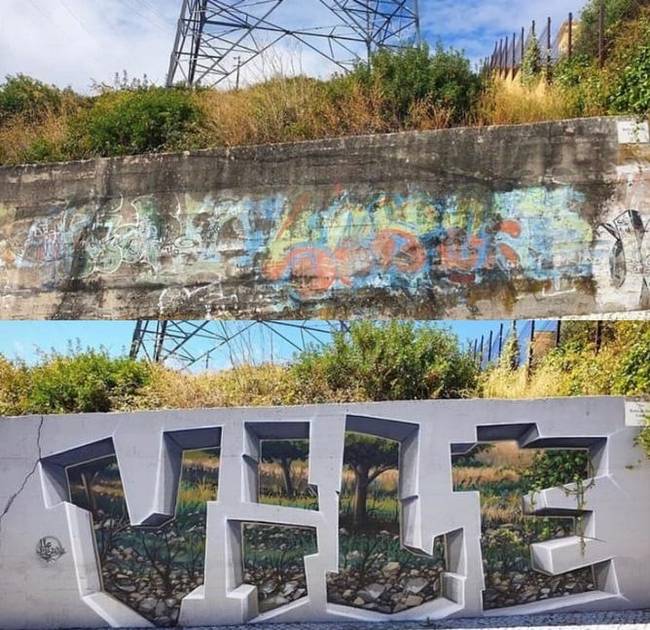 A minőségi graffiti készítése előtt és után.