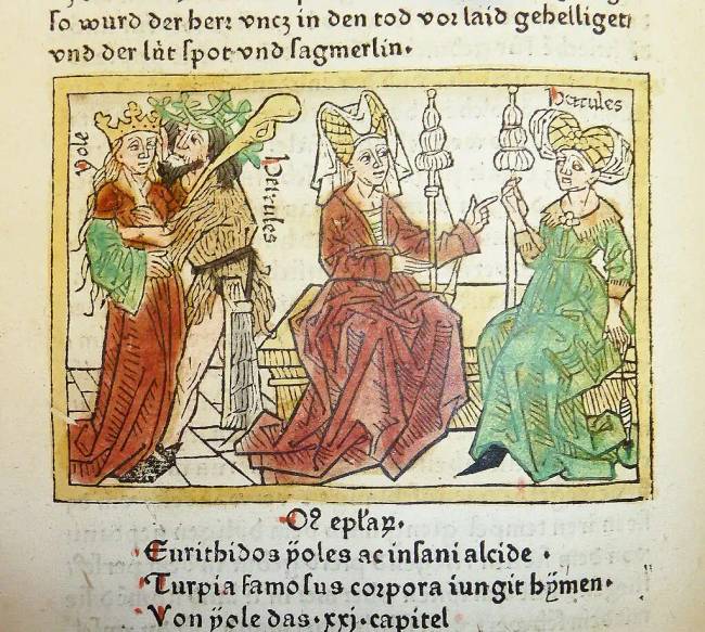 Herkules és Iole. Illusztráció Boccaccio német fordításához, 1474.