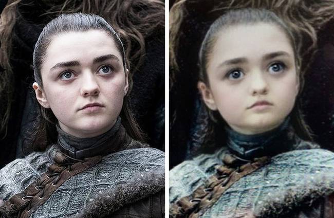 Nézzétek Arya Stark bánatos kiskutya szemeit.