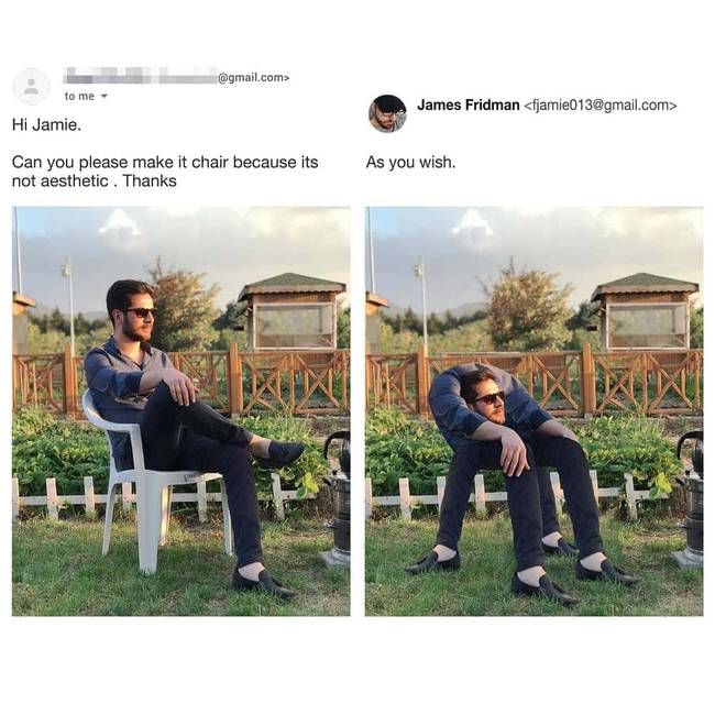 „Tudnál valamit kezdeni ezzel a székkel, mert nem valami elegáns."