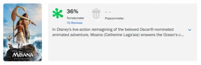 Kritikus fogadtatás: 36%-on áll a Moana élőszereplős remake-je