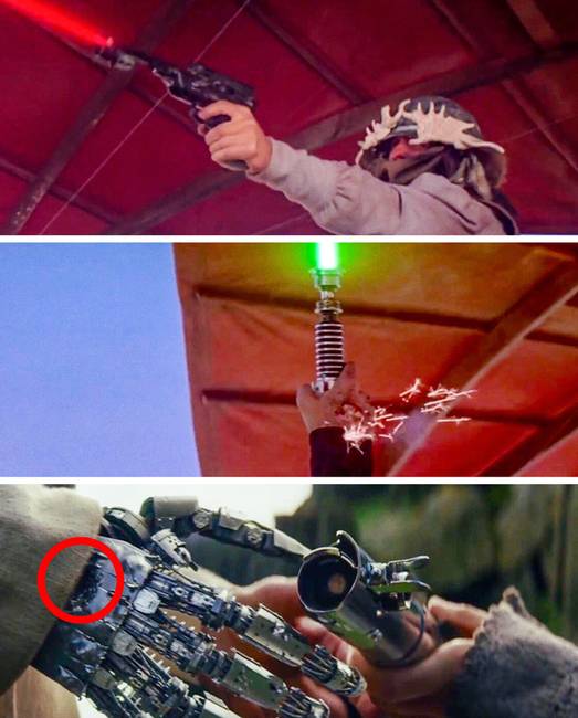 A 2017-ben megjelent „Az utolsó Jedik” című Csillagok Háborúja epizódban Skywalker köpenye alatt láthatjuk a sérülést, amit az 1983-as Jedi visszatér című filmben szerzett.
