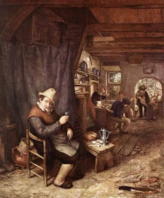 A fogadóban (kb. 1670). Adriaen van Ostade. Frans Hals Múzeum.