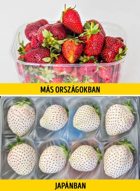 Japánban fehér epret is lehet kapni. Egy csomag ára kb. 4-5 dollár, és ananász íze van.