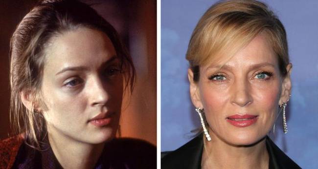 Sok-sok év telt el Uma Thurman bal oldali képe (1992) és a nemrég készült fotó között.