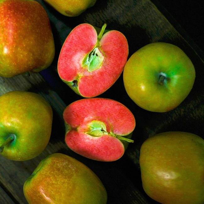 A "Mountain Rose Apple" nevű alma belül piros.