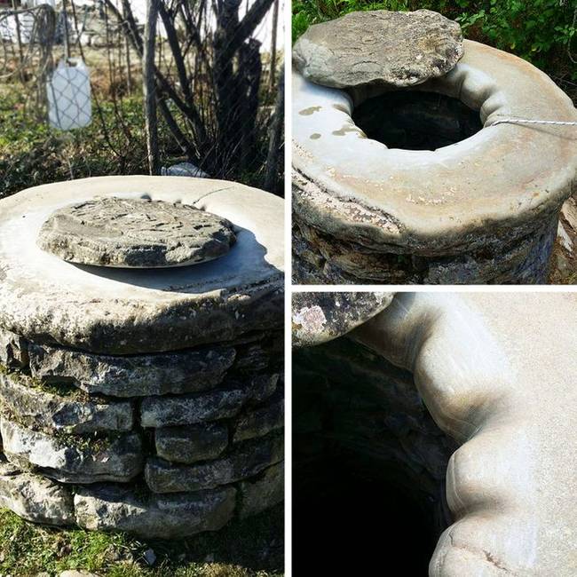 Ez a régi albán kút olyan idős, hogy a kötél teljesen kikezdte az oldalát az évek során.