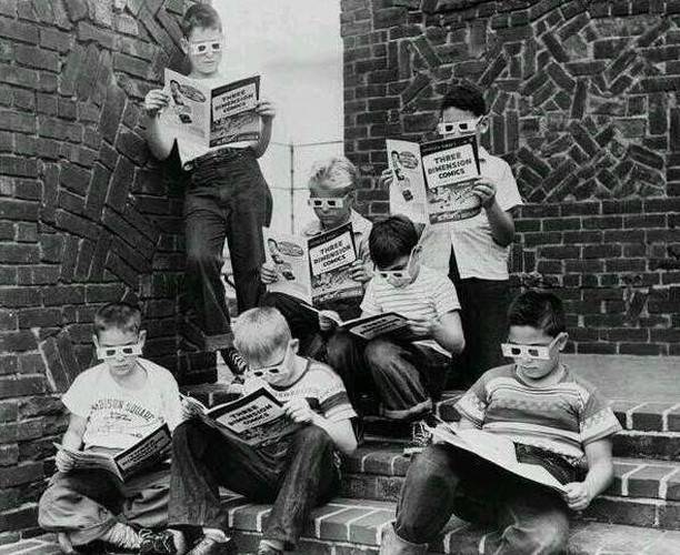 Az első 3D-s képregényt olvasó gyerekek, 1953-ban.