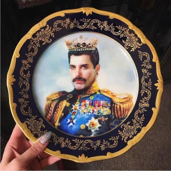 80-as évek végén készült antik Freddie Mercury tányér.