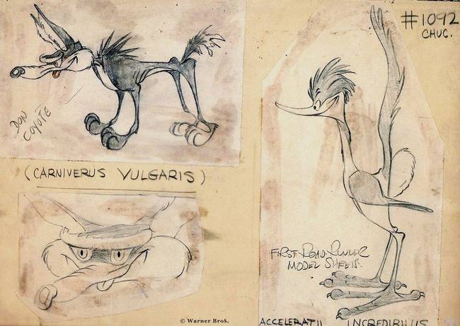 Vili a farkas, és a Gyalogkakukk egyik kezdetleges vázlata, 1945-ben.