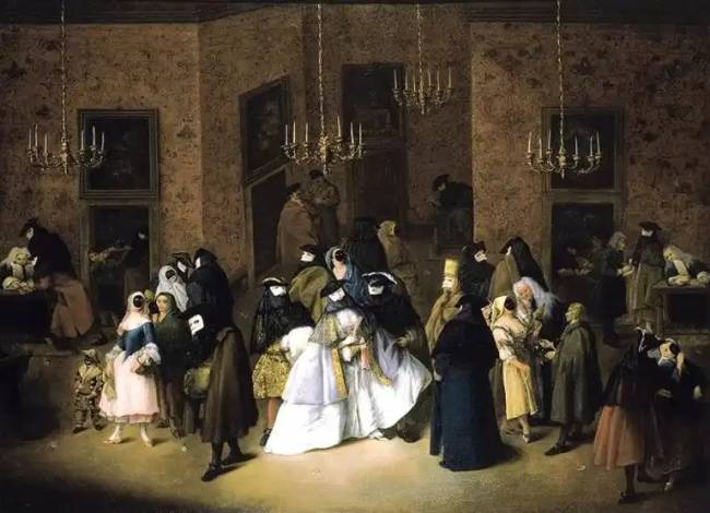 Pietro Longhi, "Il Ridotto" (ami fordításban a színház előcsarnokát jelenti, és szerencsejátékokra is használták).