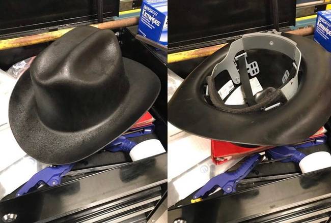 „Az egyik munkatársamnak van egy cowboy kalapja, ami munkavédelmi sisak is egyben."