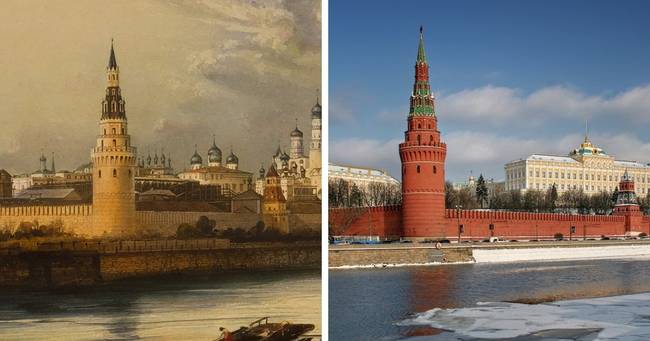 Moszkvai Kreml: 1842-ben és napjainkban.