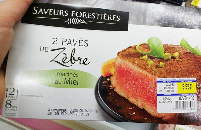 A francia boltokban néhol zebrahúst is vásárolhatunk.