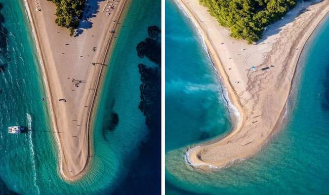 A horvátországi Bol-szigeten található Zlatni Rat strand eddig is híres volt róla, hogy folyamatosan változtatja alakját a tenger hatására, ám a 2018. október 29-ei vihar teljesen megváltoztatta az alakját.