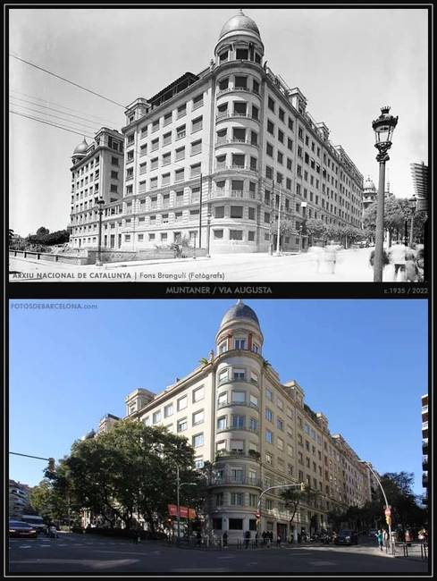 Via Augusta Barcelonában, 1935 vs. 2022.