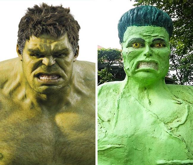 Ezt a Hulk-szobrot alighanem emlékezetből próbálhatta meg elkészíteni a művész.