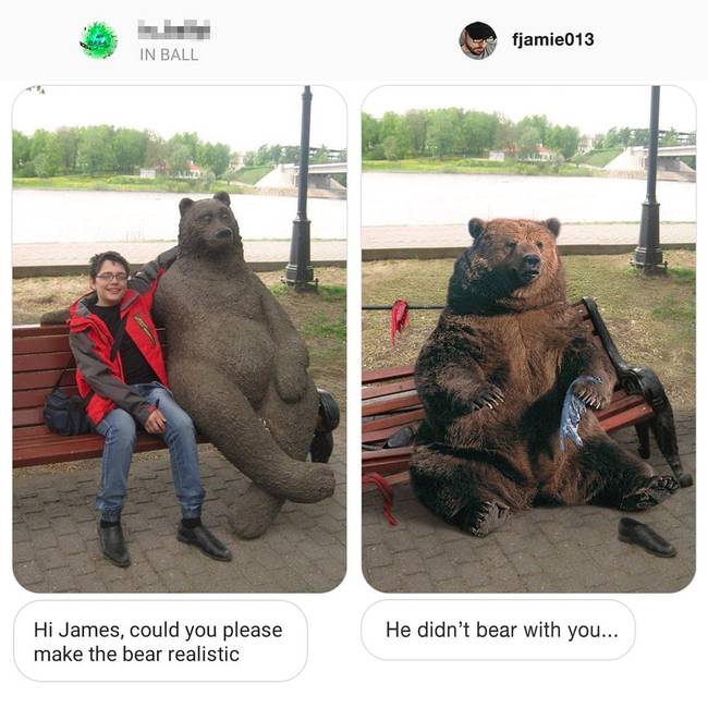 „Szia, James! Élethűbbé tudnád tenni ezt a medvét?"