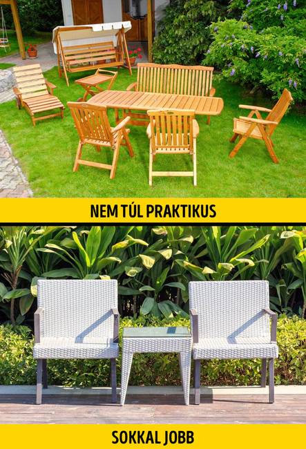 Alkalmatlan kerti bútorok