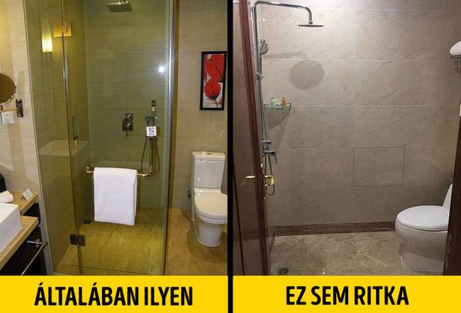 A WC és a zuhany általában ugyanabban a helyiségben található