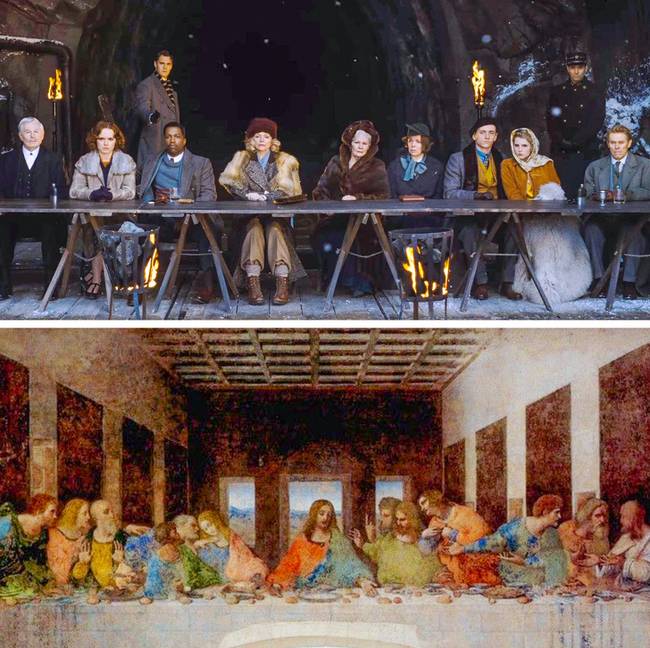 A Gyilkosság az Orient expresszen című film egyik utolsó jelenetében láthatunk egy utalást Leonardo da Vinci "Utolsó vacsora" című festményére.