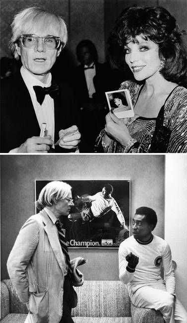 A művész Andy Warhol, Joan Collins és Pelé társaságában.