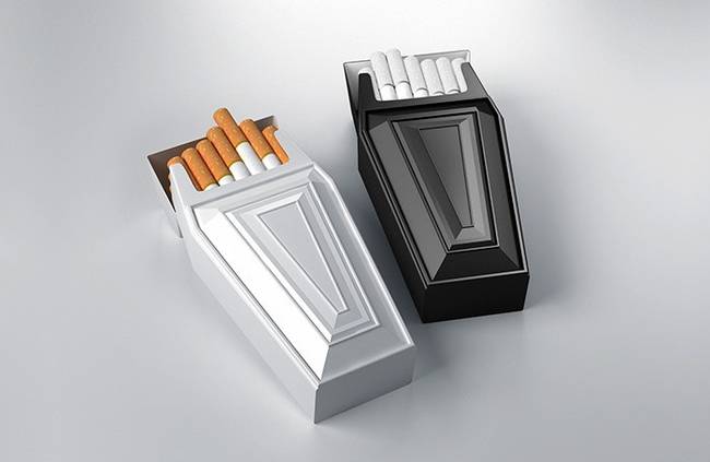 Elrettentő cigis doboz.