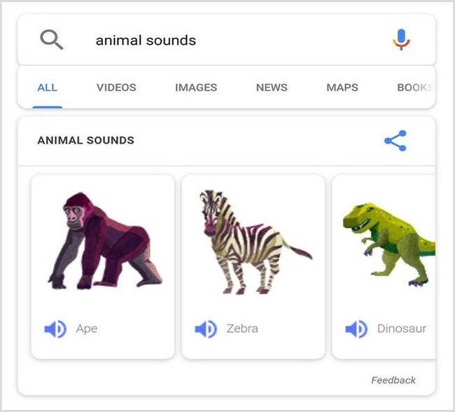 „Ma véletlenül rájöttem a Google egyik titkos funkciójára, amivel meghallgathatjuk, hogy melyik állat milyen hangot ad ki."