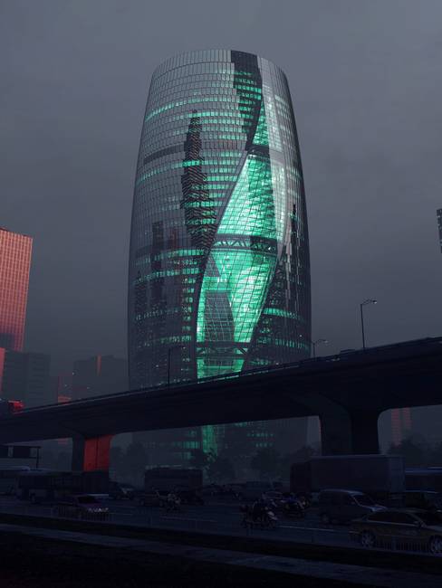 A pekingi Leeza SOHO-torony belsejében egy óriási átrium található.