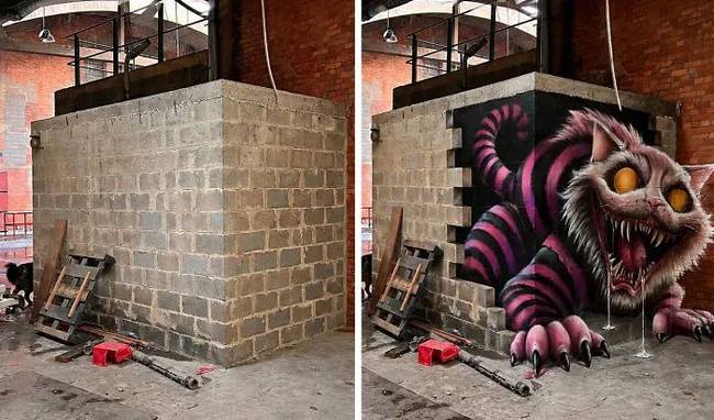 Egy francia művész 3D-s graffitijei optikai illúziót keltenek
