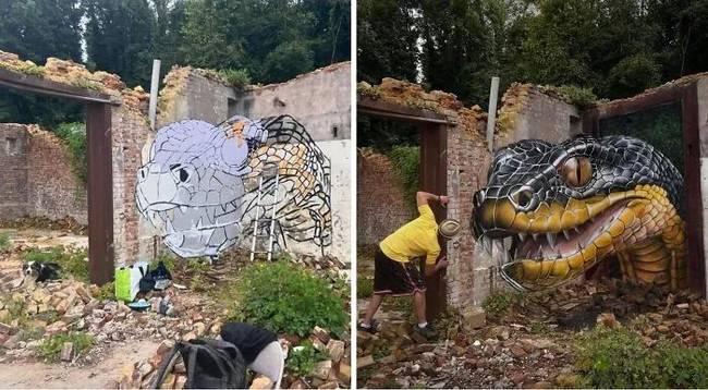 Egy francia művész 3D-s graffitijei optikai illúziót keltenek