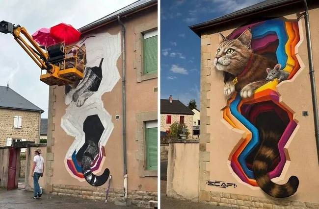 Egy francia művész 3D-s graffitijei optikai illúziót keltenek