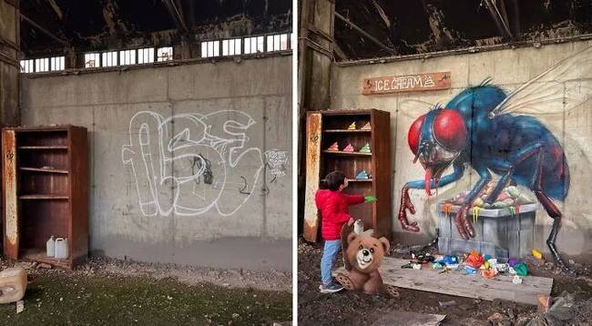 Egy francia művész 3D-s graffitijei optikai illúziót keltenek